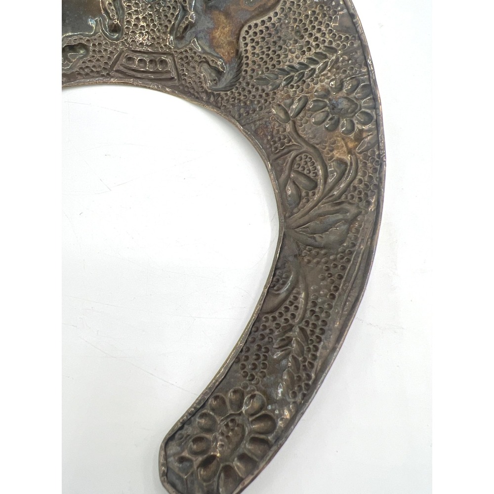Vintage Brass Heraldic Gorget Collar Necklace Torque Repoussé Horses Shield - Picture 9 of 14